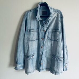 Maurices Women's Light Wash Long Sleeve Blue Jean Denim Jacket Plus Size 3X